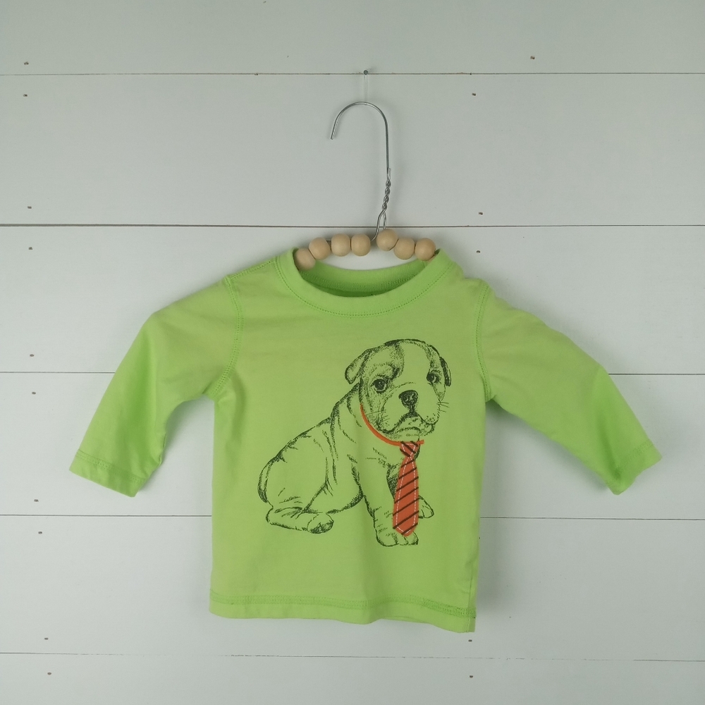 First Impressions boys size 3-6 mos neon green long sleeve dog with tie design